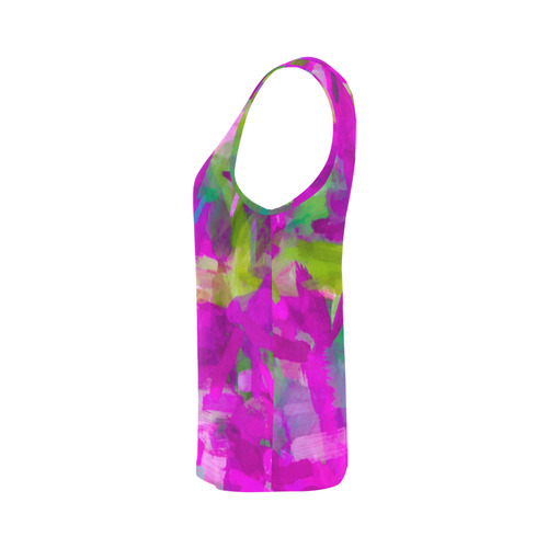 splash painting abstract texture in purple pink green All Over Print Tank Top for Women (Model T43)