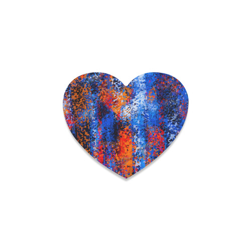 psychedelic geometric polygon shape pattern abstract in blue red orange Heart Coaster