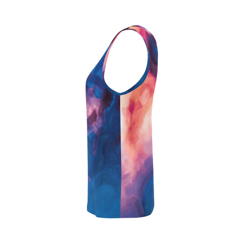 psychedelic milky way splash painting texture abstract background in red purple blue All Over Print Tank Top for Women (Model T43)