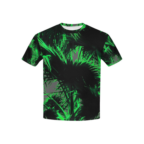 green palm leaves texture abstract background Kids' All Over Print T-shirt (USA Size) (Model T40)