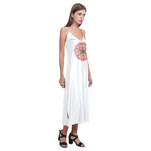 protection- vitality and awakening by Sitre haim V-Neck Open Fork Long Dress(Model D18)