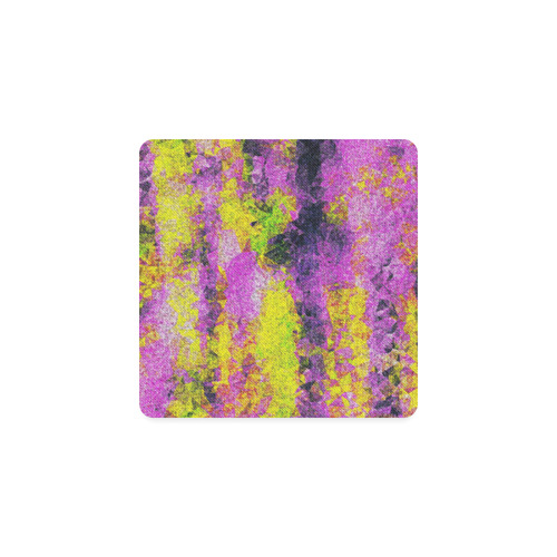 vintage psychedelic painting texture abstract in pink and yellow with noise and grain Square Coaster