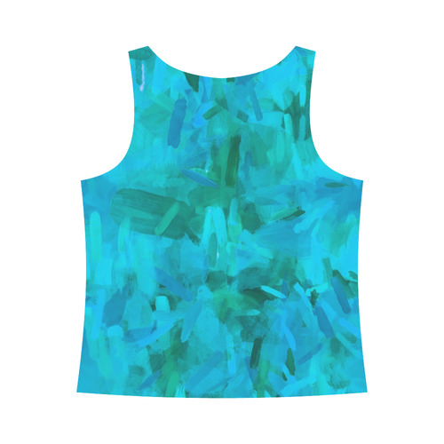 splash painting abstract texture in blue and green All Over Print Tank Top for Women (Model T43)