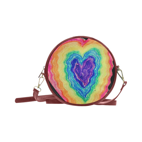 Rainbow Heart Round Sling Bag (Model 1647)