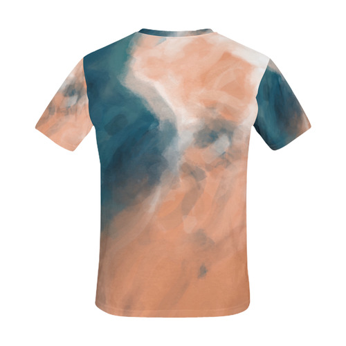 psychedelic splash painting texture abstract background in brown and blue All Over Print T-Shirt for Men (USA Size) (Model T40)