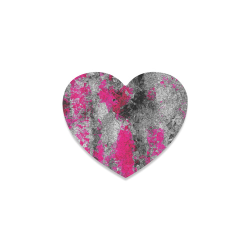 vintage psychedelic painting texture abstract in pink and black with noise and grain Heart Coaster