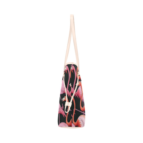 Beautiful Pink Flamingos Summer Pattern Clover Canvas Tote Bag (Model 1661)