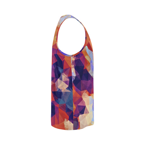 psychedelic geometric polygon pattern abstract in orange brown blue purple All Over Print Tank Top for Men (Model T43)