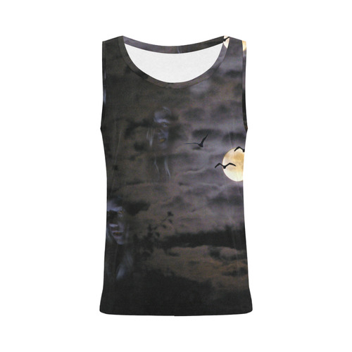 Halloween Moon and Ghosts All Over Print Tank Top for Women (Model T43)