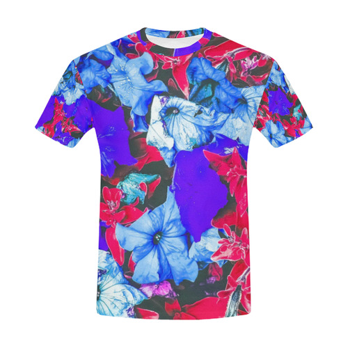 closeup flower texture abstract in blue purple red All Over Print T-Shirt for Men (USA Size) (Model T40)