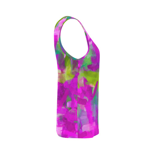 splash painting abstract texture in purple pink green All Over Print Tank Top for Women (Model T43)