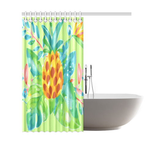 Summer Tropical Pineapple Fruit Floral Shower Curtain 69"x70"