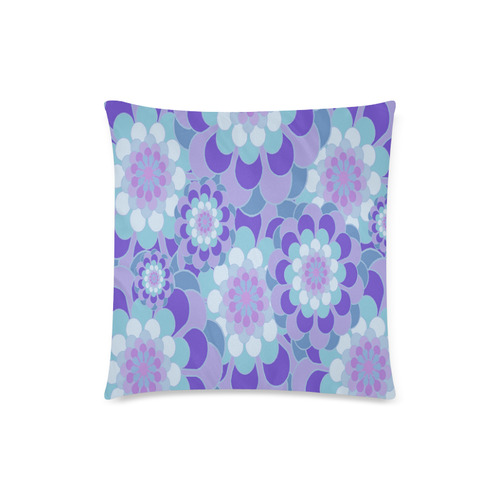 Purple Turquoise Floral Custom Zippered Pillow Case 18"x18"(Twin Sides)