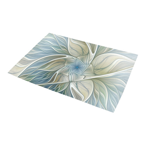 Floral Fantasy Pattern Abstract Blue Khaki Fractal Azalea Doormat 24" x 16" (Sponge Material)
