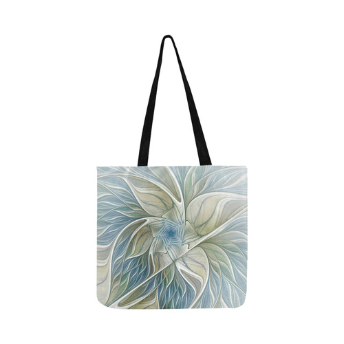 Floral Fantasy Pattern Abstract Blue Khaki Fractal Reusable Shopping Bag Model 1660 (Two sides)