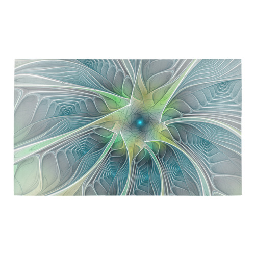 Floral Fantasy Abstract Blue Green Fractal Flower Azalea Doormat 30" x 18" (Sponge Material)