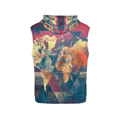 world map All Over Print Sleeveless Hoodie for Women (Model H15)