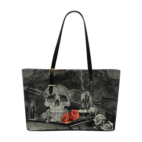 Steampunk Alchemist Mage Red Roses Celtic Skull Euramerican Tote Bag/Large (Model 1656)