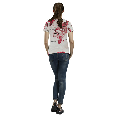 world map All Over Print T-Shirt for Women (USA Size) (Model T40)