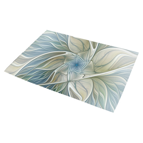 Floral Fantasy Pattern Abstract Blue Khaki Fractal Azalea Doormat 30" x 18" (Sponge Material)
