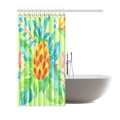 Summer Tropical Pineapple Fruit Floral Shower Curtain 69"x72"