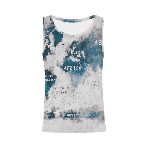 world map OCEANS and continents All Over Print Tank Top for Women (Model T43)