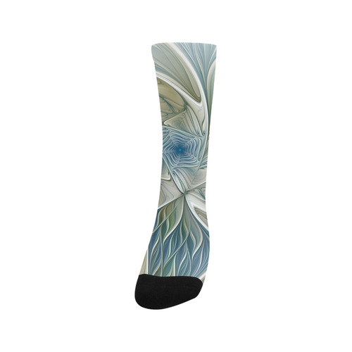 Floral Fantasy Pattern Abstract Blue Khaki Fractal Trouser Socks