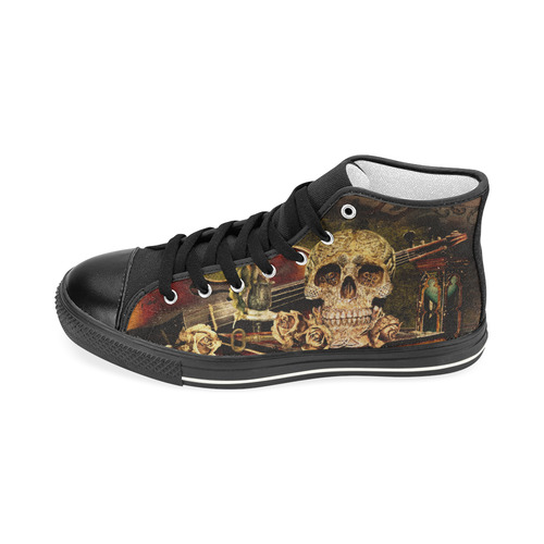 Steampunk Alchemist Mage Roses Celtic Skull Women's Classic High Top Canvas Shoes (Model 017)