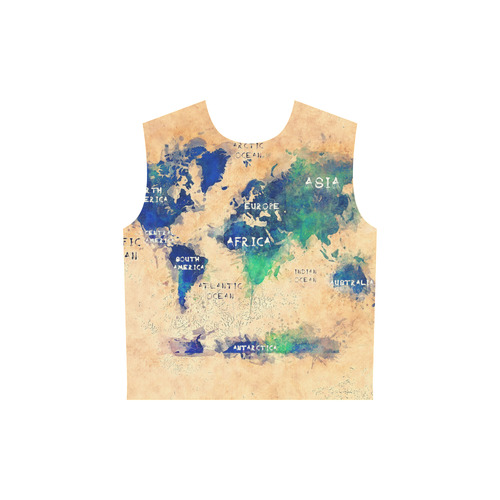 world map OCEANS and continents All Over Print Sleeveless Hoodie for Women (Model H15)