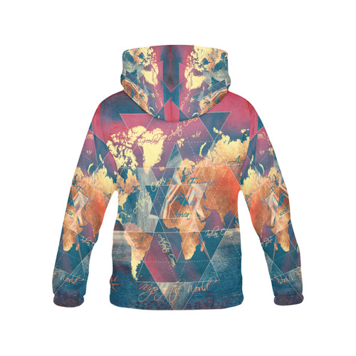 world map All Over Print Hoodie for Women (USA Size) (Model H13)