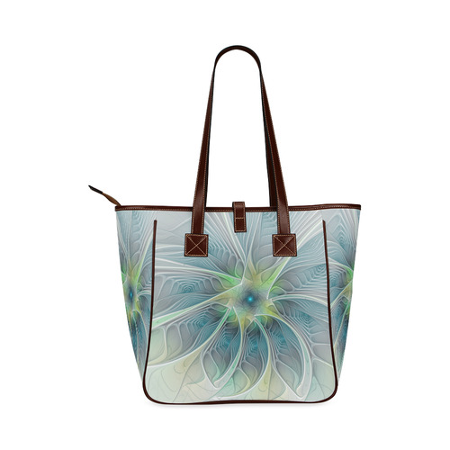 Floral Fantasy Abstract Blue Green Fractal Flower Classic Tote Bag (Model 1644)
