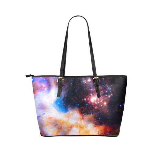 Splendid Galaxy Star Galaxies Leather Tote Bag/Large (Model 1651)