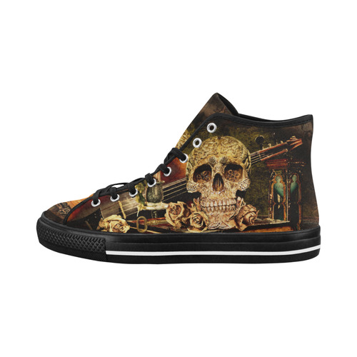 Steampunk Alchemist Mage Roses Celtic Skull Vancouver H Men's Canvas Shoes/Large (1013-1)