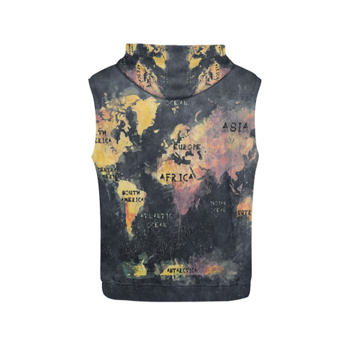 world map OCEANS and continents All Over Print Sleeveless Hoodie for Women (Model H15)