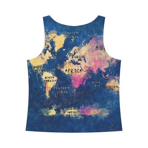 world map oceans and continents All Over Print Tank Top for Women (Model T43)