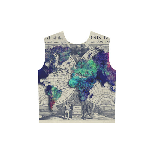 world map 22 All Over Print Sleeveless Hoodie for Women (Model H15)