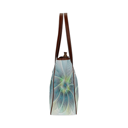 Floral Fantasy Abstract Blue Green Fractal Flower Classic Tote Bag (Model 1644)