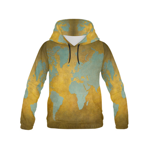 world map 34 All Over Print Hoodie for Women (USA Size) (Model H13)