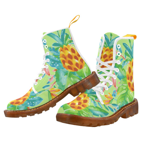 Summer Tropical Pineapple Fruit Floral Martin Boots For Women Model 1203H