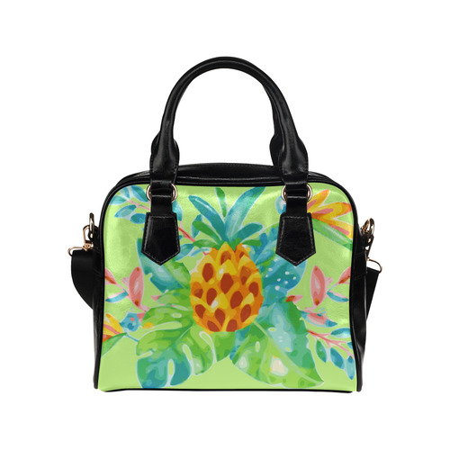 Summer Tropical Pineapple Fruit Floral Shoulder Handbag (Model 1634)