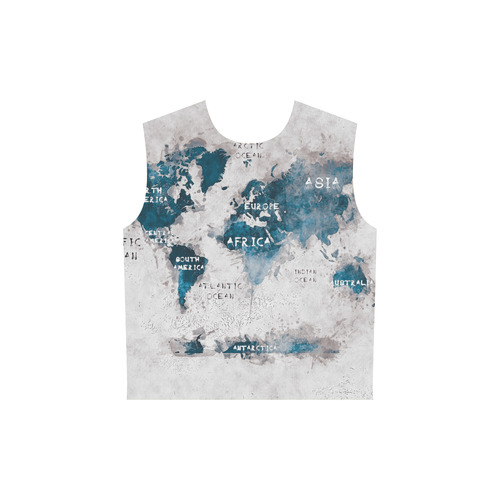 world map OCEANS and continents All Over Print Sleeveless Hoodie for Women (Model H15)