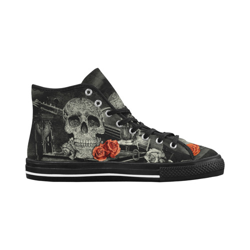 Steampunk Alchemist Mage Red Roses Celtic Skull Vancouver H Men's Canvas Shoes/Large (1013-1)