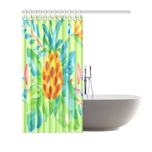Summer Tropical Pineapple Fruit Floral Shower Curtain 72"x72"
