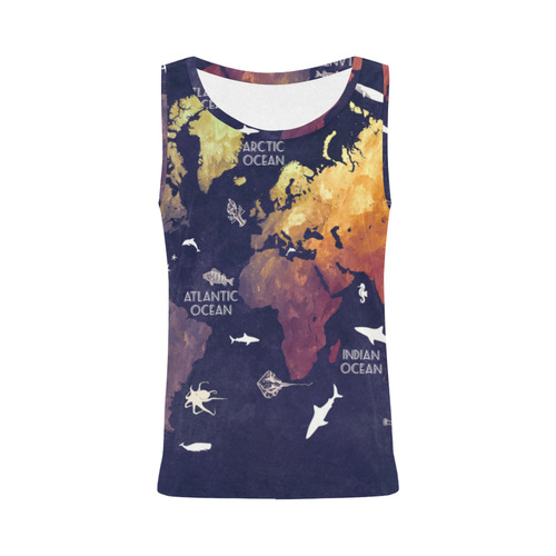 ocean world map All Over Print Tank Top for Women (Model T43)