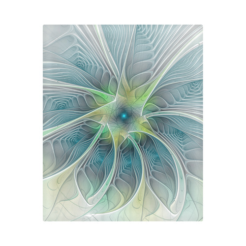 Floral Fantasy Abstract Blue Green Fractal Flower Duvet Cover 86"x70" ( All-over-print)