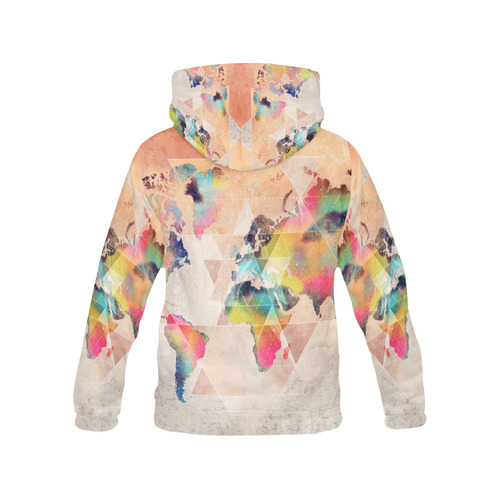 world map All Over Print Hoodie for Women (USA Size) (Model H13)