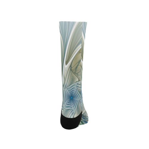 Floral Fantasy Pattern Abstract Blue Khaki Fractal Trouser Socks