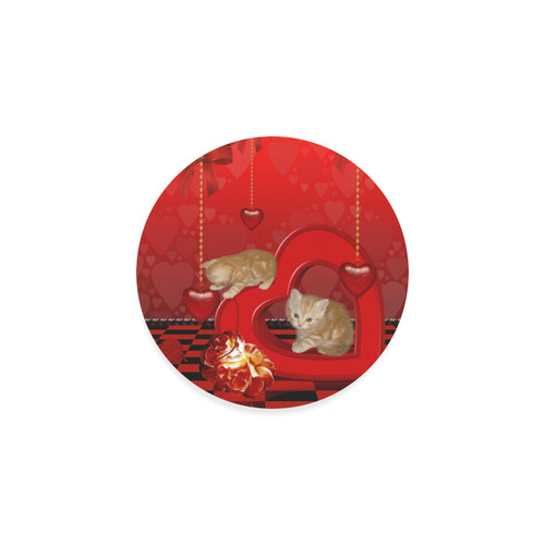 Cute kitten with hearts Round Coaster
