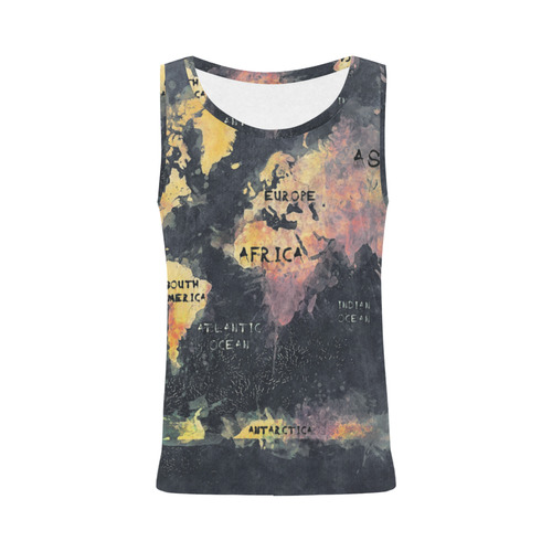 world map OCEANS and continents All Over Print Tank Top for Women (Model T43)