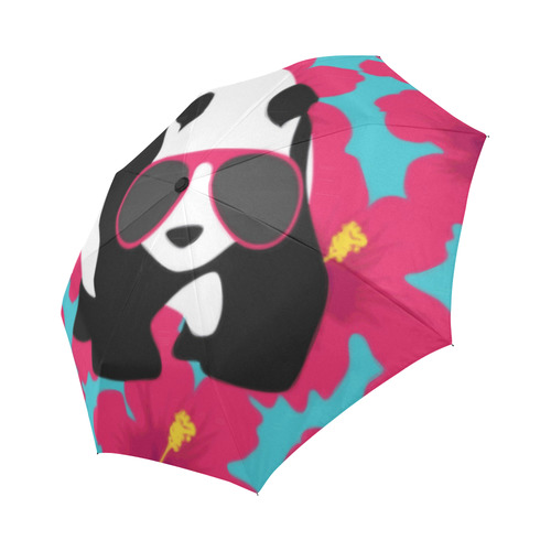 Panda Sunglasses Tropical Hibiscus Floral Auto-Foldable Umbrella (Model U04)